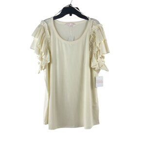 Stella + Ginger Ruffle Sleeve Ivory Ribbed Womens Top Size 3X